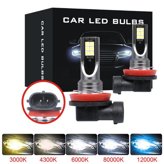 2Pcs Mini Car Headlight Bulbs LED Lamp 3030 Chip H4 H7 H11 H8 H9 9006 HB4 H1 9005 HB3 12000LM Auto Fog Lights 6000K 4300K