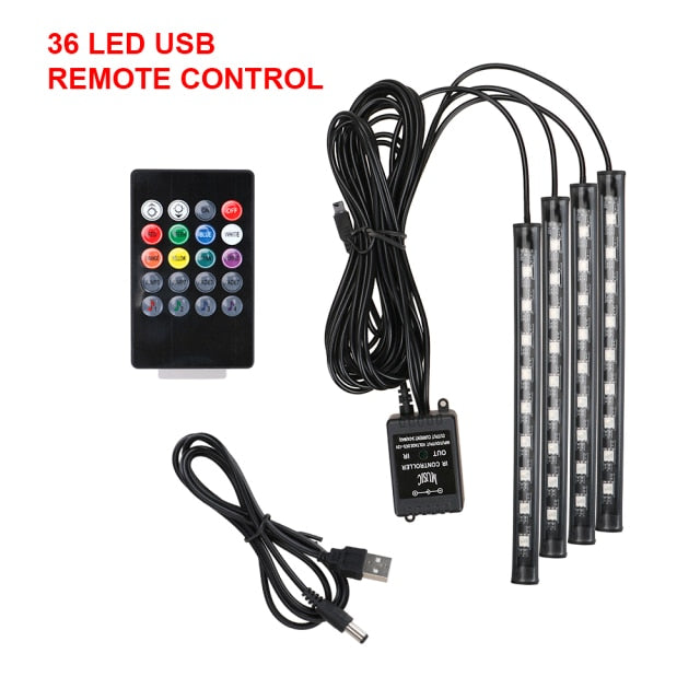 Automotive Interior Decorative Lights LED Car Foot Light 24/36/48 LED Atmosphere Lamp Ambient Lamp Remote/Voice Control