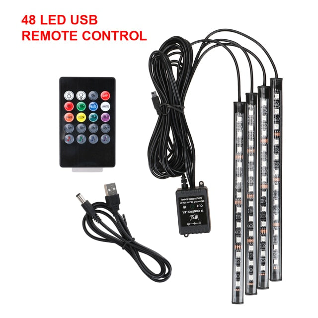 Automotive Interior Decorative Lights LED Car Foot Light 24/36/48 LED Atmosphere Lamp Ambient Lamp Remote/Voice Control